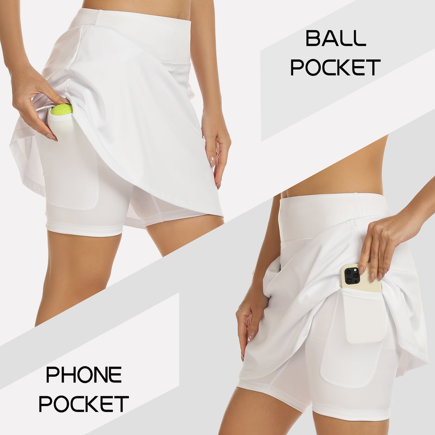 YILANMY Women's 20" Knee Length Skorts Skirts Athletic Tennis Skirt Modest Golf Skorts Pocket UV Protection