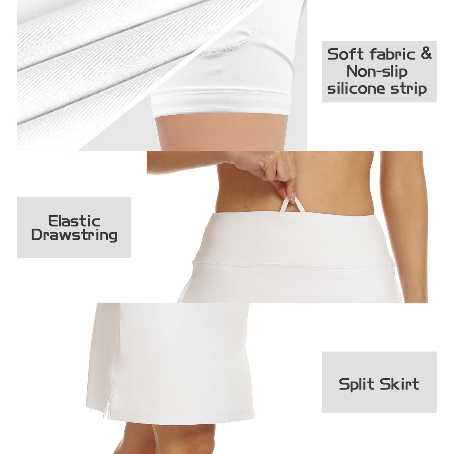 YILANMY Women's 20" Knee Length Skorts Skirts Athletic Tennis Skirt Modest Golf Skorts Pocket UV Protection
