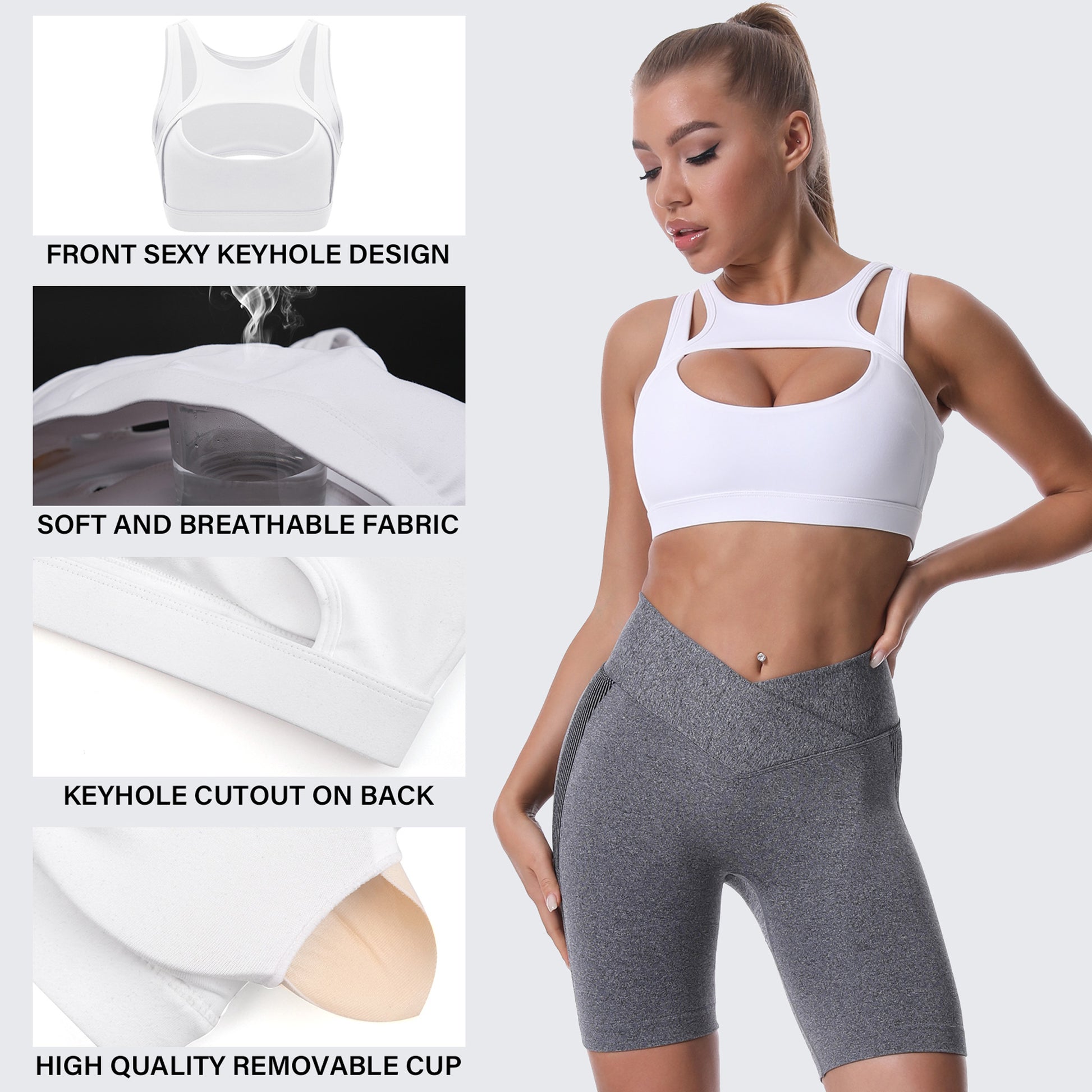 JOJOANS 1/3/4 Pack Sports Bras for Women - Seamless Workout Yoga Bra  Stretchy Comfort Sleep Bra with Removable Pads…, Black+white+light  Gray-pack 3, Large : : Clothing, Shoes & Accessories
