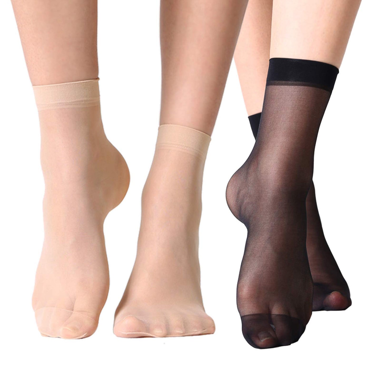 NOVAYAD 12 Pairs Women High Nylon Sheer Ankle Socks Soft Silky Elastic Thin Transparent Stockings