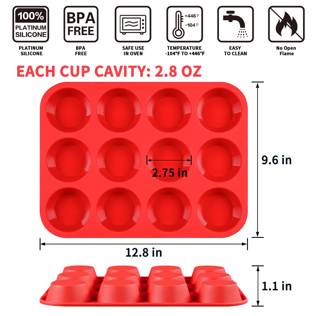 12 Cups Silicone Muffin Pan